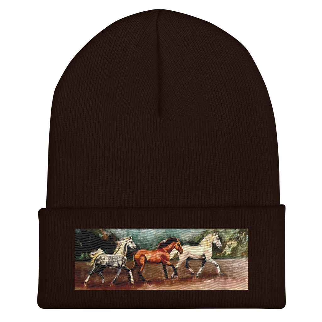 Tranquil Horizon Walk Cuffed Beanie - Brown image