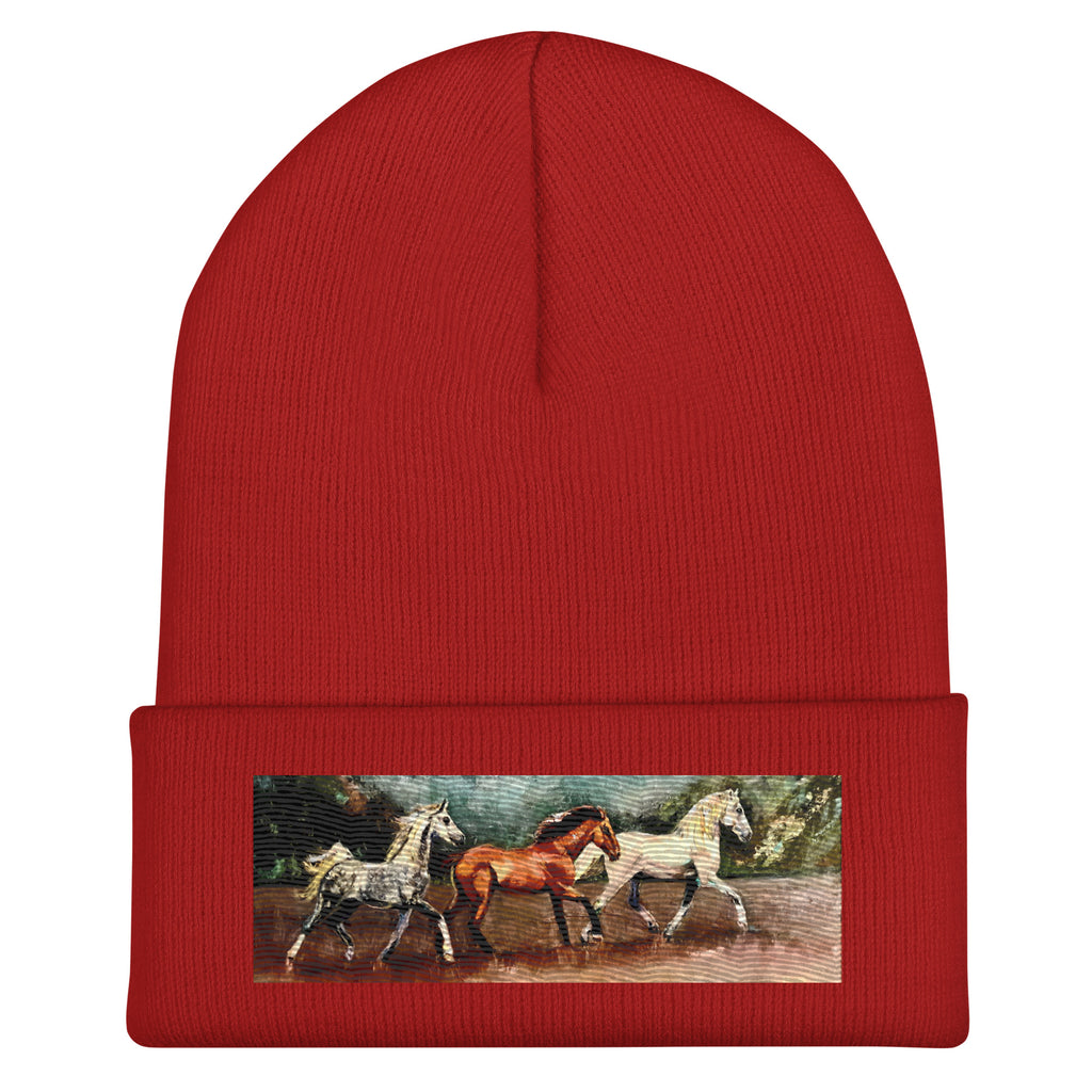 Tranquil Horizon Walk Cuffed Beanie - Red image