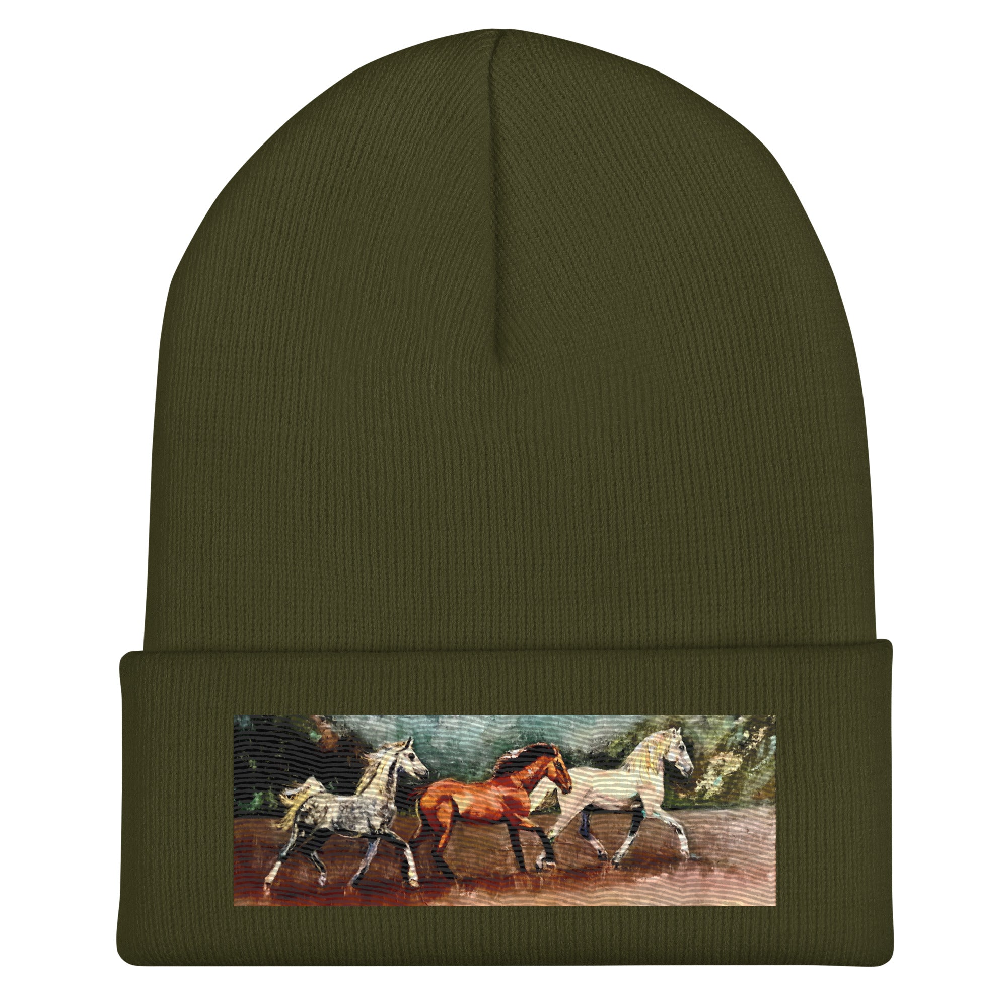Tranquil Horizon Walk Cuffed Beanie - Olive image